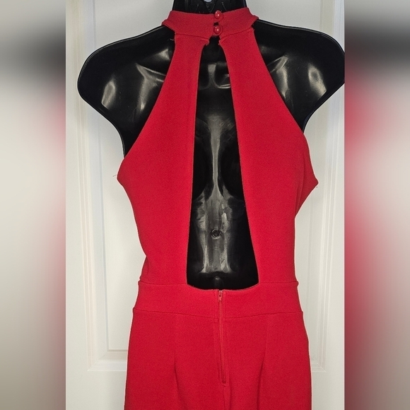 Good Time Womens Red Halter Jumpsuit One Piece Onsie - Picture 4 of 4